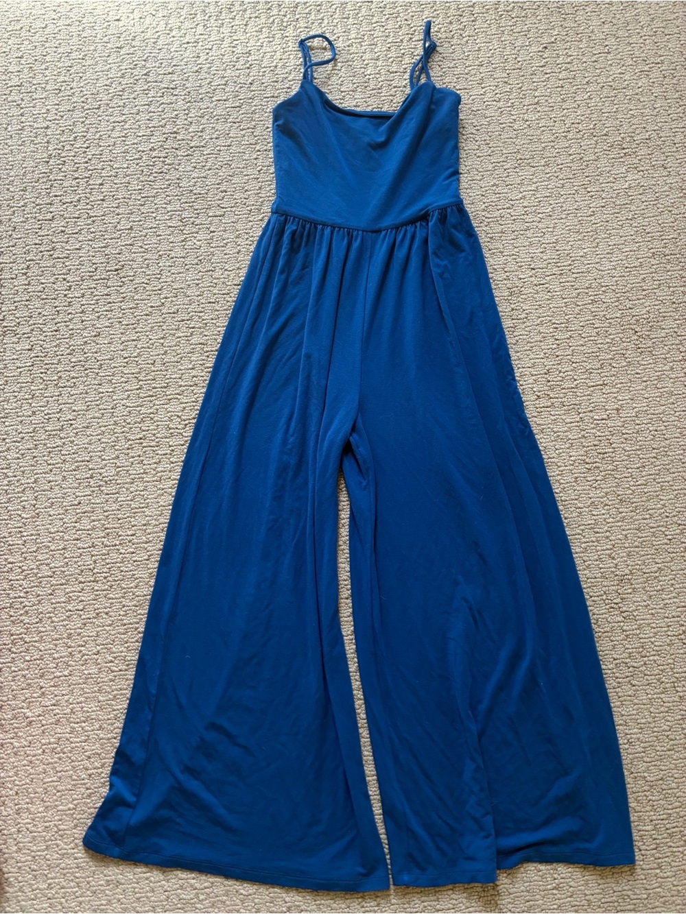 Aritzia Wide-Leg Blue Jumpsuit with Spaghetti Straps